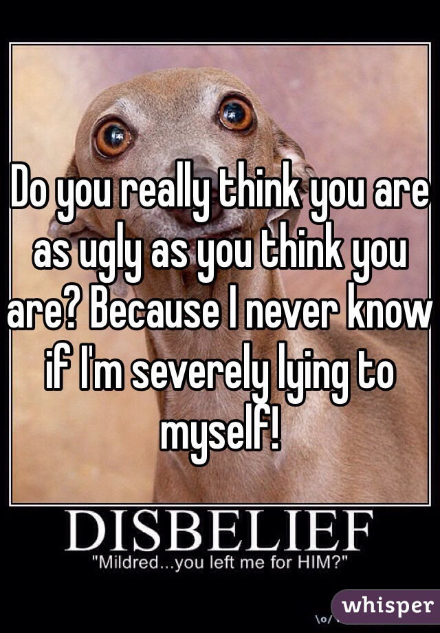 Do you really think you are as ugly as you think you are? Because I never know if I'm severely lying to myself!