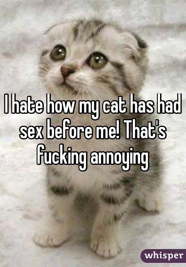 I hate how my cat has had sex before me! That's fucking annoying 
