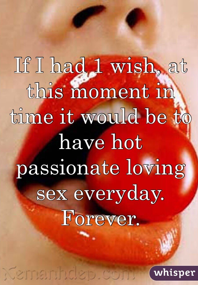 If I had 1 wish, at this moment in time it would be to have hot passionate loving sex everyday.
Forever.