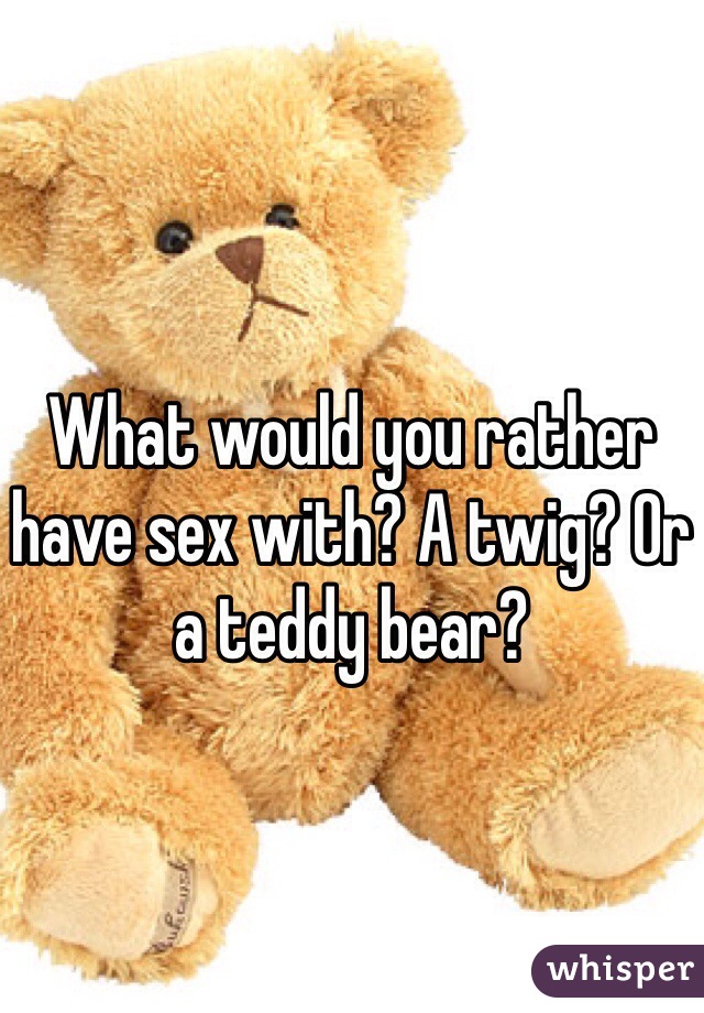 What would you rather have sex with? A twig? Or a teddy bear?