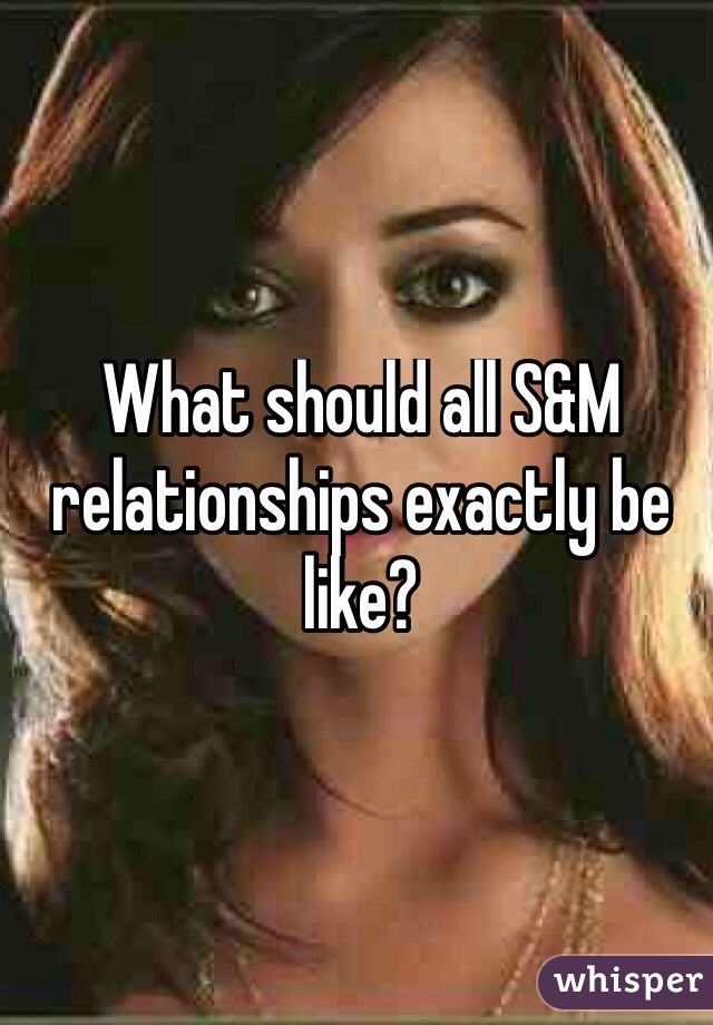 What should all S&M relationships exactly be like?
