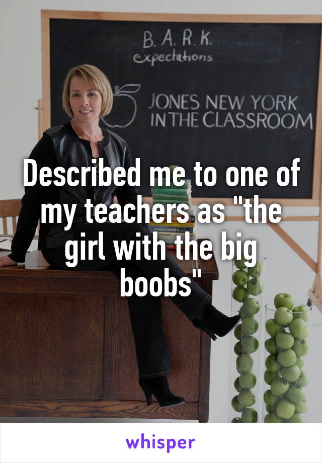 Described me to one of my teachers as "the girl with the big boobs"