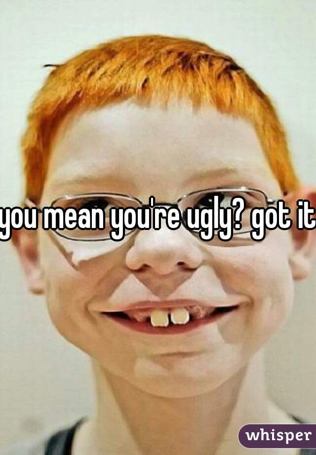 you mean you're ugly? got it