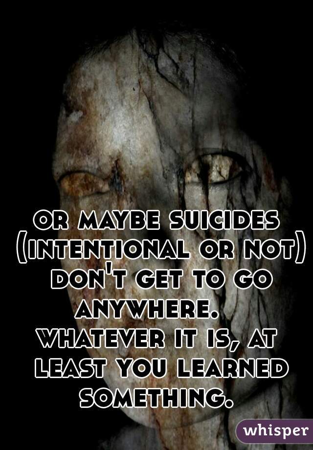 or maybe suicides (intentional or not) don't get to go anywhere.   
whatever it is, at least you learned something. 