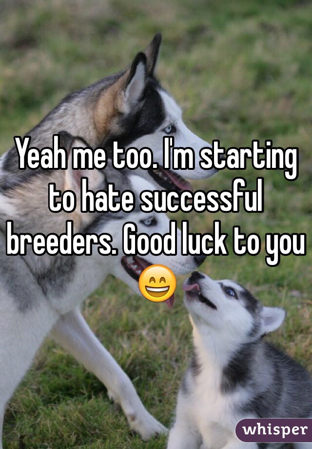 Yeah me too. I'm starting to hate successful breeders. Good luck to you 😄