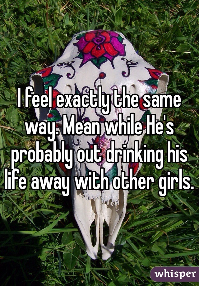 I feel exactly the same way. Mean while He's probably out drinking his life away with other girls. 