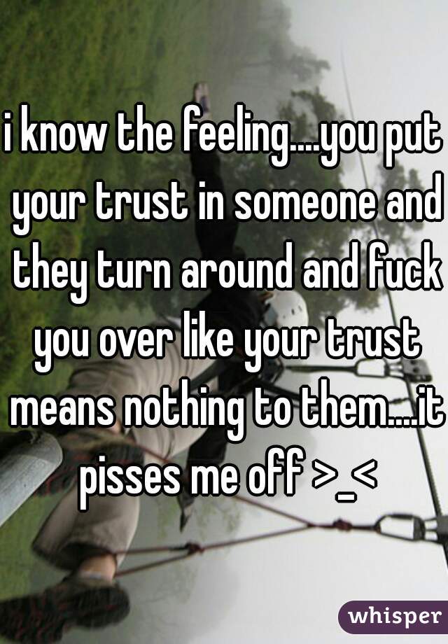 i know the feeling....you put your trust in someone and they turn around and fuck you over like your trust means nothing to them....it pisses me off >_<