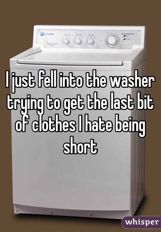 I just fell into the washer trying to get the last bit of clothes I hate being short 