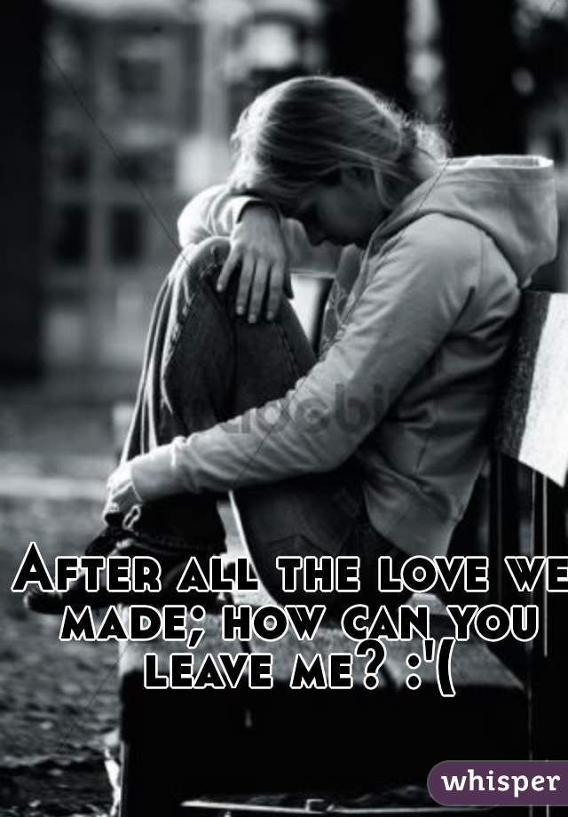 After all the love we made; how can you leave me? :'(