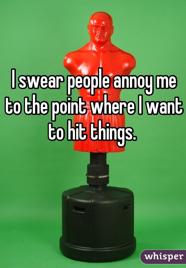 I swear people annoy me to the point where I want to hit things. 