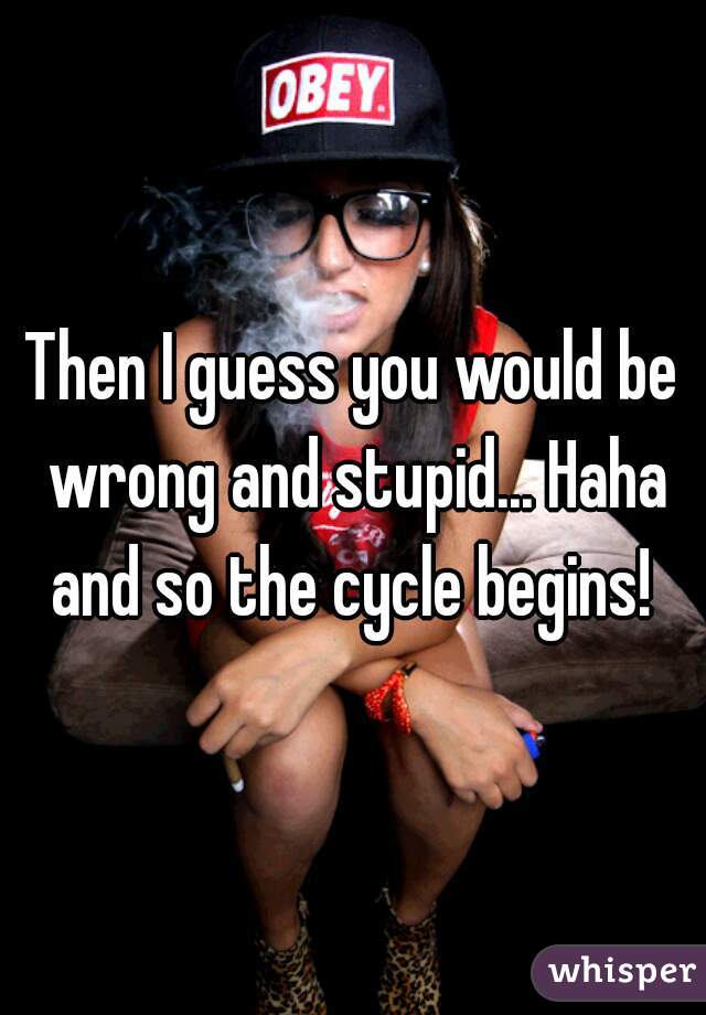 Then I guess you would be wrong and stupid... Haha and so the cycle begins! 