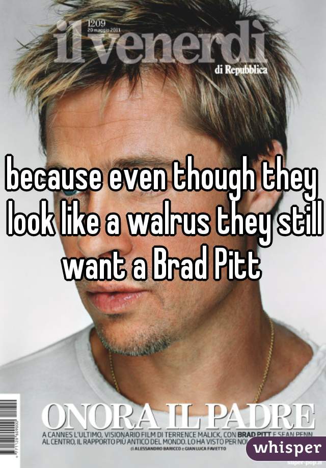 because even though they look like a walrus they still want a Brad Pitt 