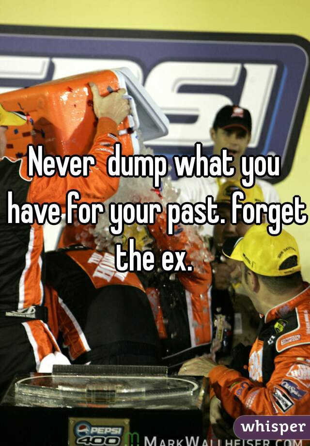 Never  dump what you have for your past. forget the ex. 