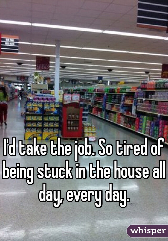 I'd take the job. So tired of being stuck in the house all day, every day.