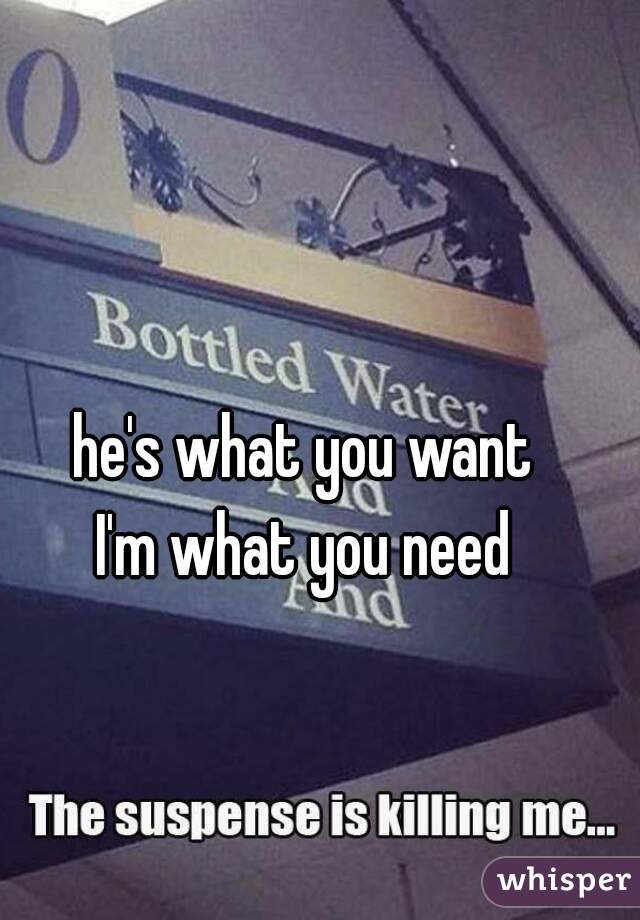 he's what you want
I'm what you need
