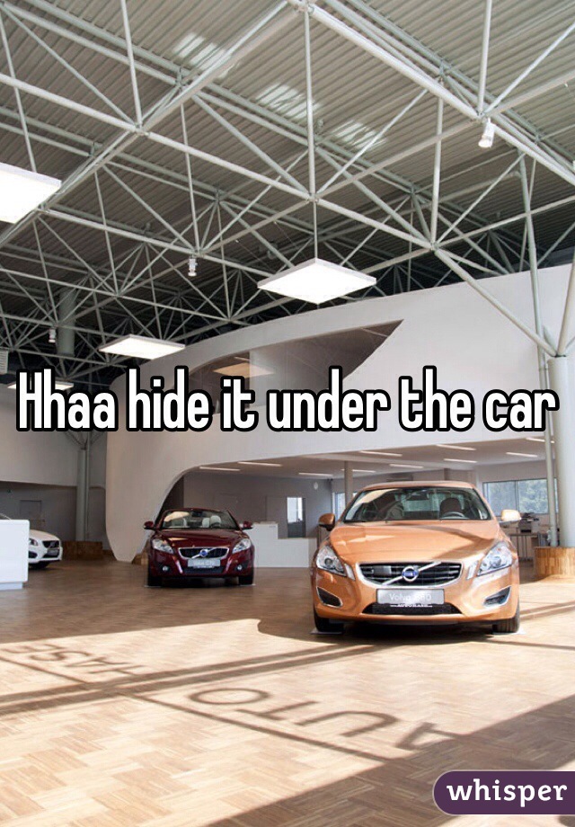 Hhaa hide it under the car