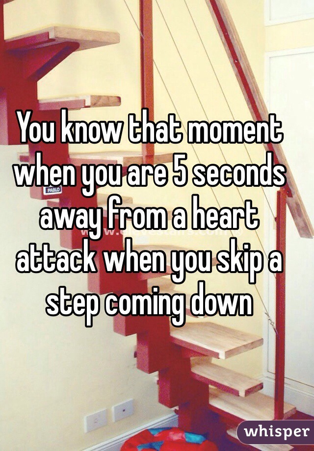 You know that moment when you are 5 seconds away from a heart attack when you skip a step coming down