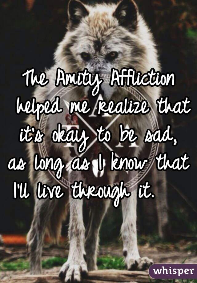 The Amity Affliction helped me realize that it's okay to be sad, 





as long as I know that I'll live through it.    