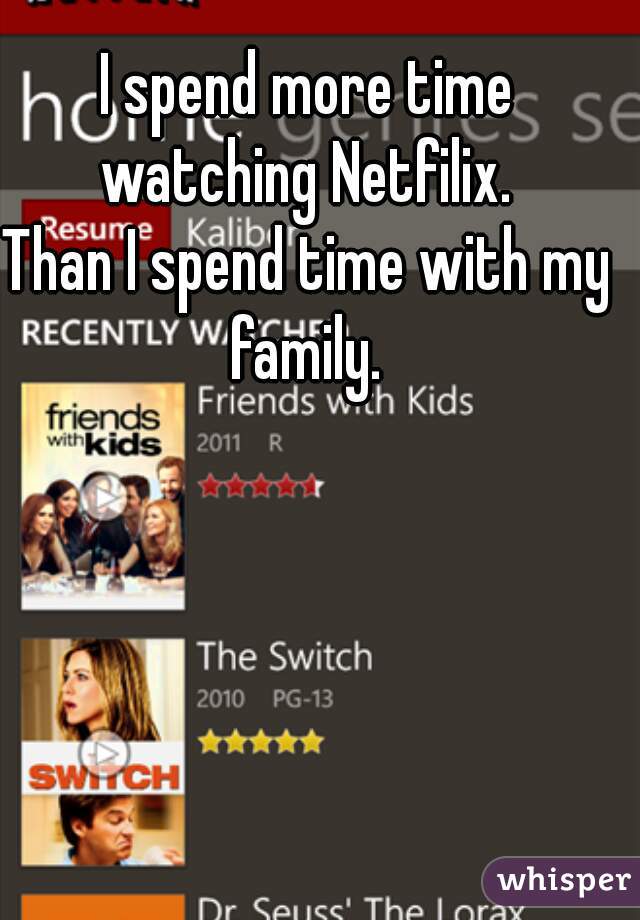 I spend more time watching Netfilix. 
Than I spend time with my family. 