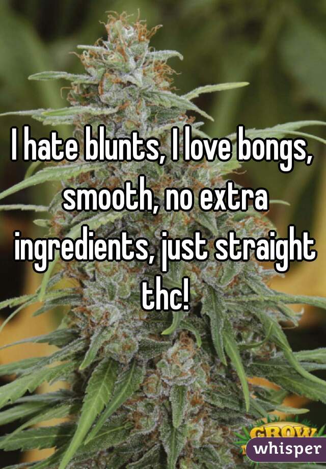 I hate blunts, I love bongs, smooth, no extra ingredients, just straight thc!