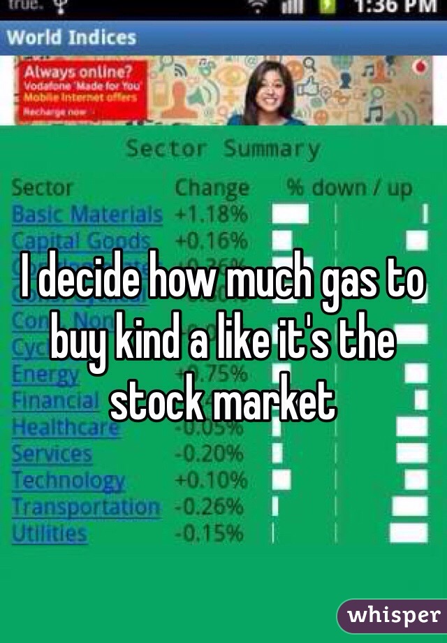 I decide how much gas to buy kind a like it's the stock market