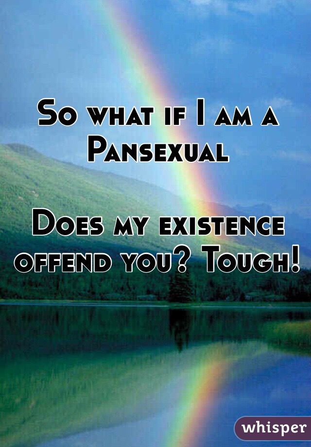 So what if I am a Pansexual 

Does my existence offend you? Tough! 