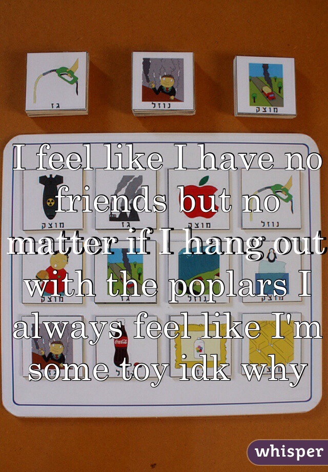 I feel like I have no friends but no matter if I hang out with the poplars I always feel like I'm some toy idk why