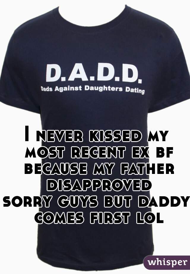 I never kissed my most recent ex bf because my father disapproved
sorry guys but daddy comes first lol 