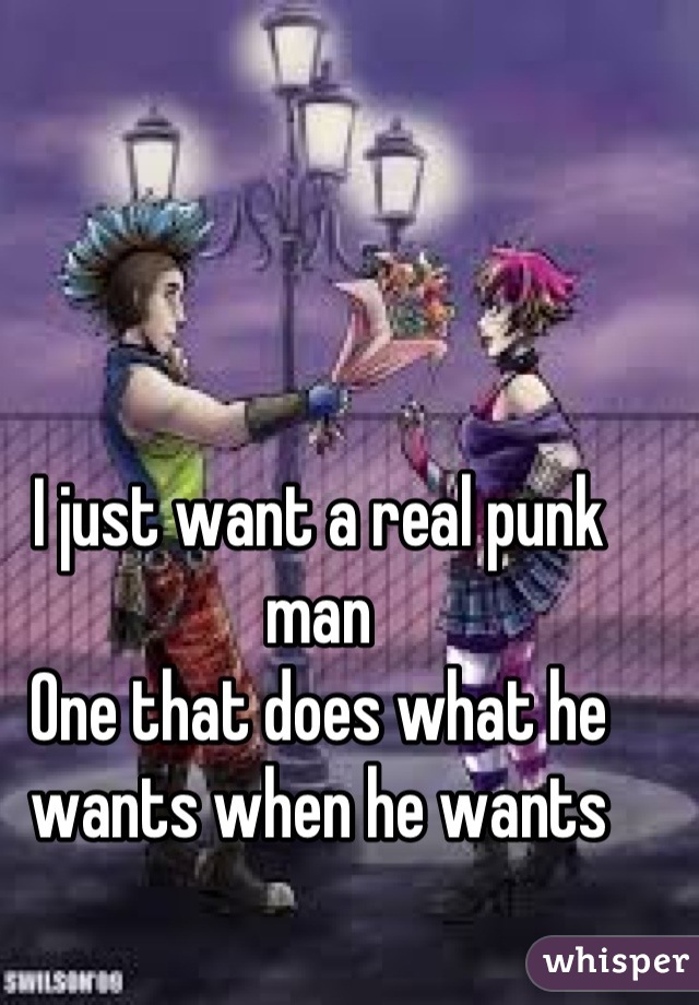 I just want a real punk man
One that does what he wants when he wants

