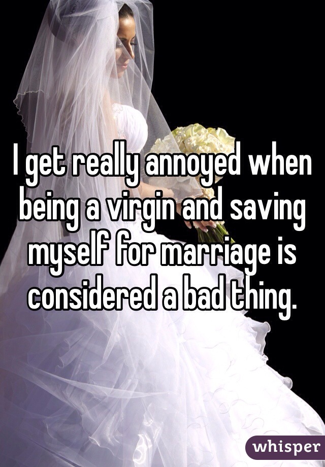 I get really annoyed when being a virgin and saving myself for marriage is considered a bad thing. 