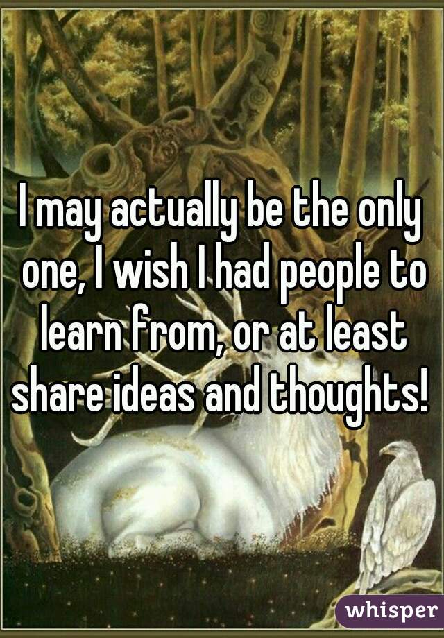 I may actually be the only one, I wish I had people to learn from, or at least share ideas and thoughts! 