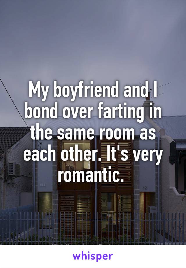 My boyfriend and I bond over farting in the same room as each other. It's very romantic. 