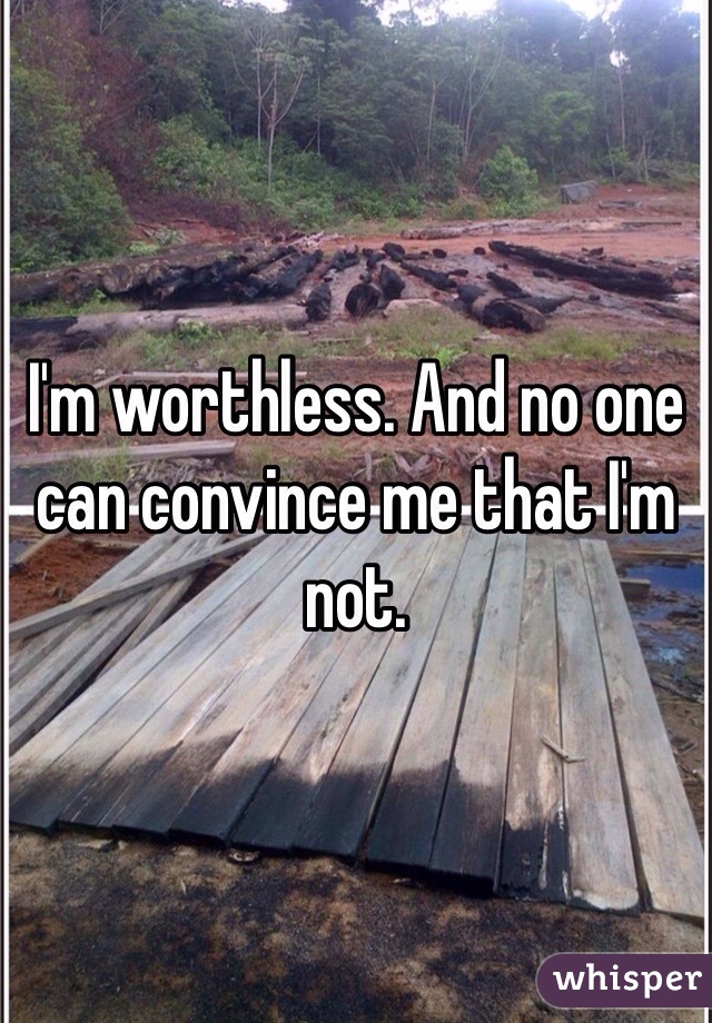 I'm worthless. And no one can convince me that I'm not.