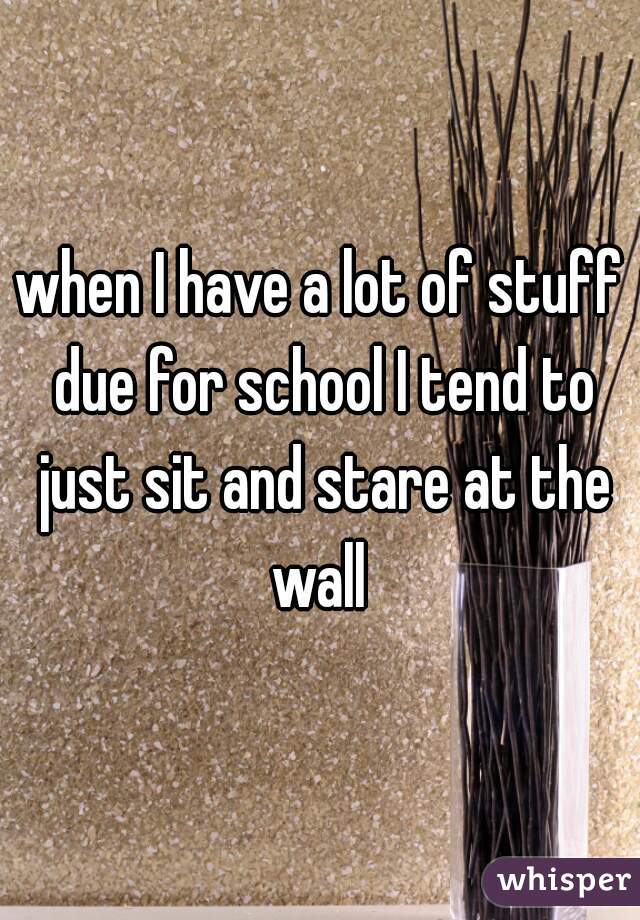 when I have a lot of stuff due for school I tend to just sit and stare at the wall 