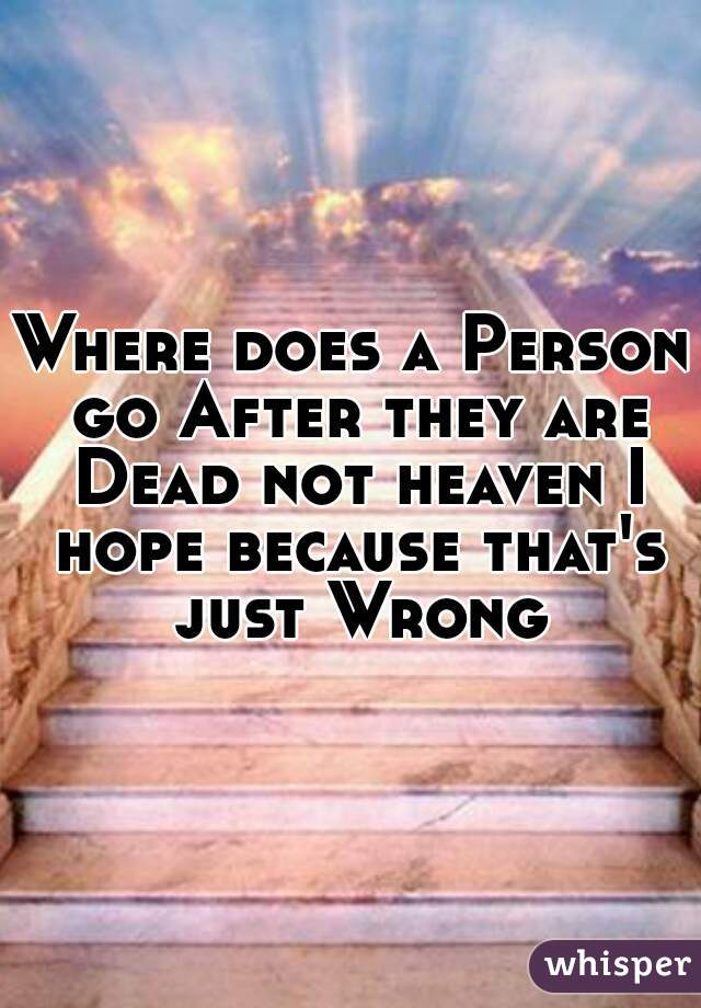 Where does a Person go After they are Dead not heaven I hope because that's just Wrong