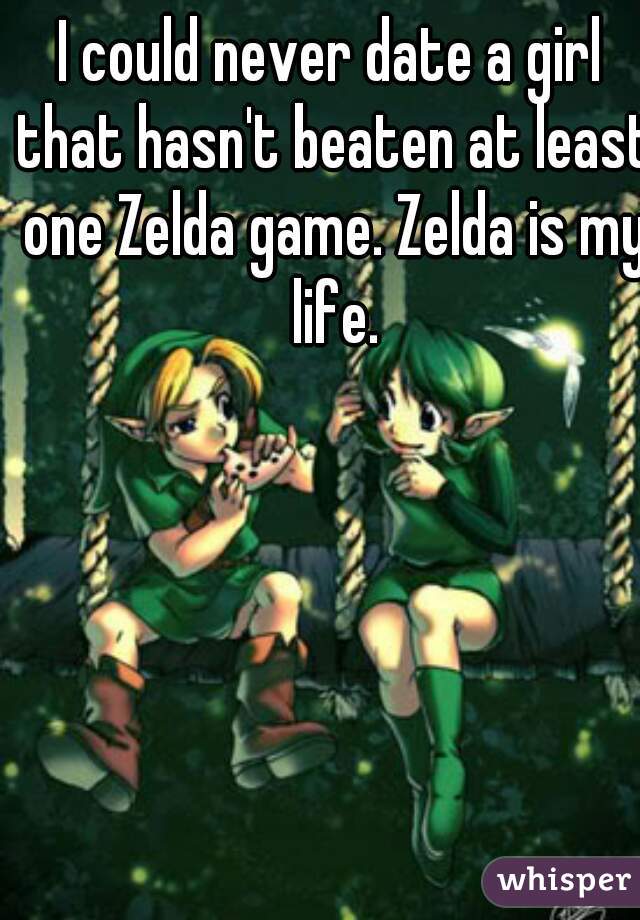 I could never date a girl that hasn't beaten at least one Zelda game. Zelda is my life.
