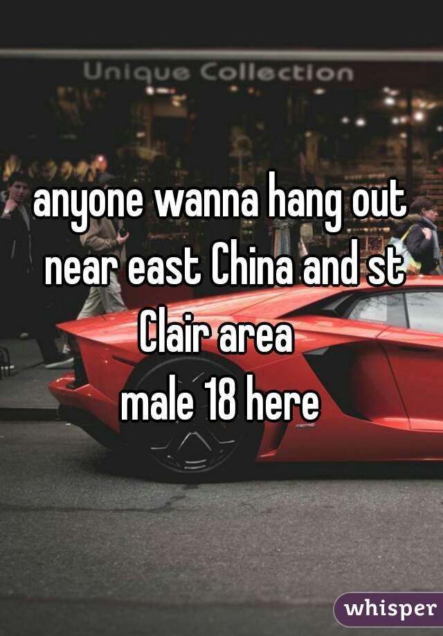 anyone wanna hang out near east China and st Clair area  
male 18 here