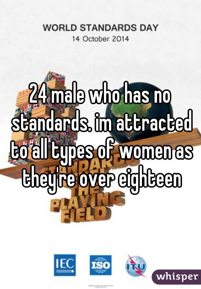 24 male who has no standards. im attracted to all types of women as they're over eighteen