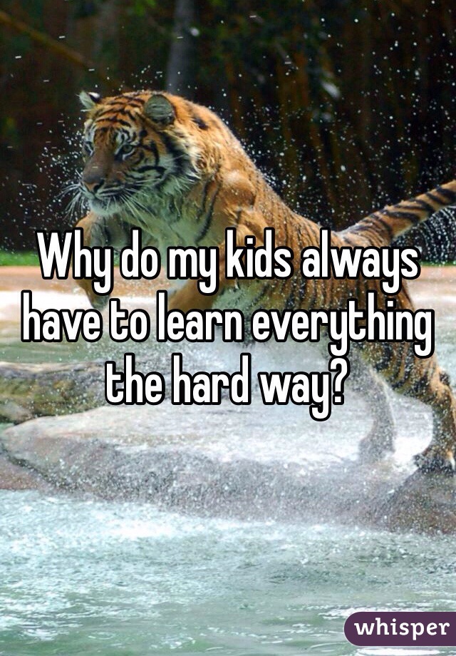 Why do my kids always have to learn everything the hard way? 