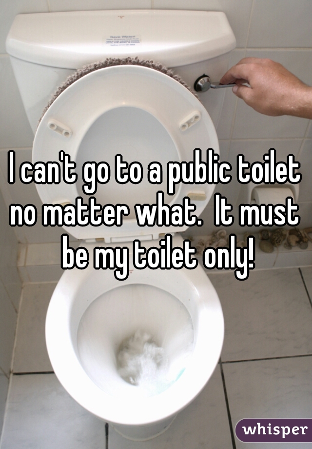 I can't go to a public toilet no matter what.  It must  be my toilet only!