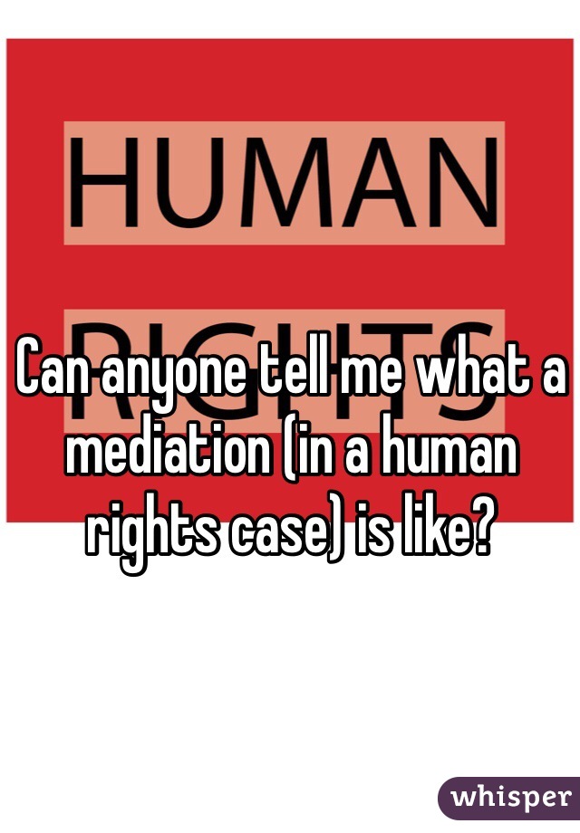 Can anyone tell me what a mediation (in a human rights case) is like?