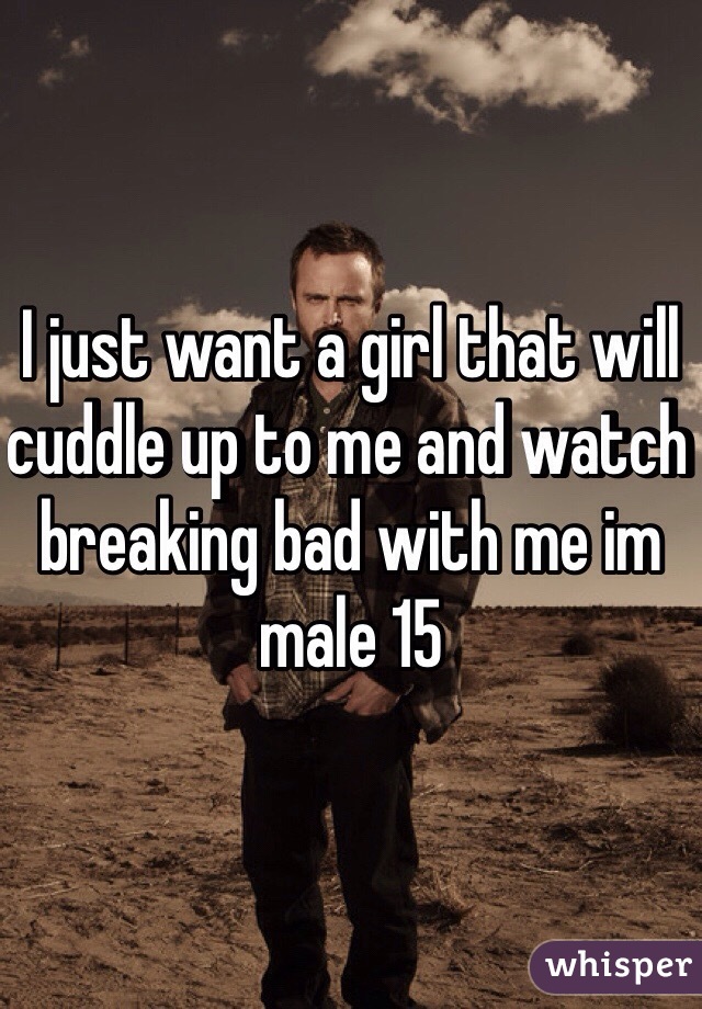 I just want a girl that will cuddle up to me and watch breaking bad with me im male 15 