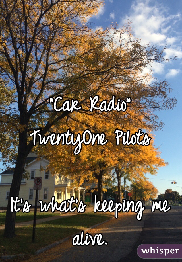 "Car Radio" 
TwentyOne Pilots

It's what's keeping me alive.