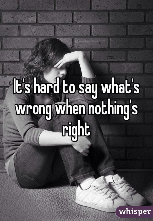 It's hard to say what's wrong when nothing's right