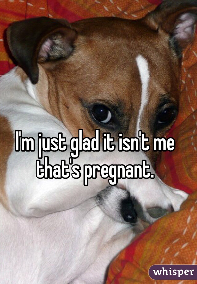I'm just glad it isn't me that's pregnant. 