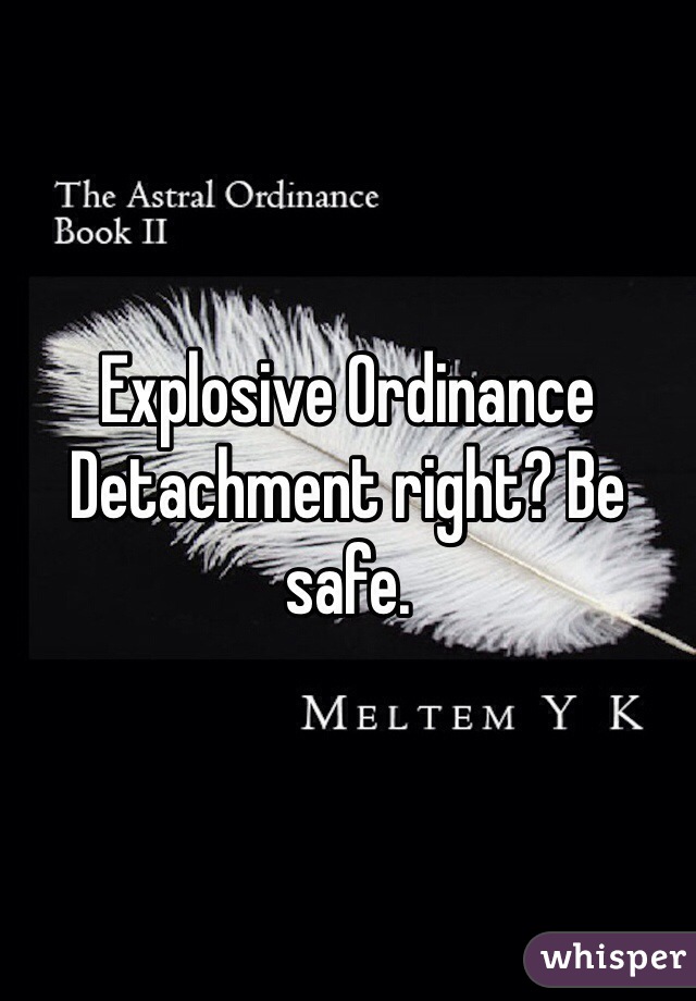 Explosive Ordinance Detachment right? Be safe. 