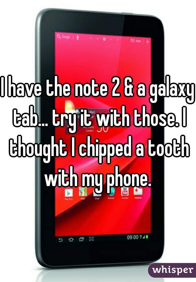 I have the note 2 & a galaxy tab... try it with those. I thought I chipped a tooth with my phone. 