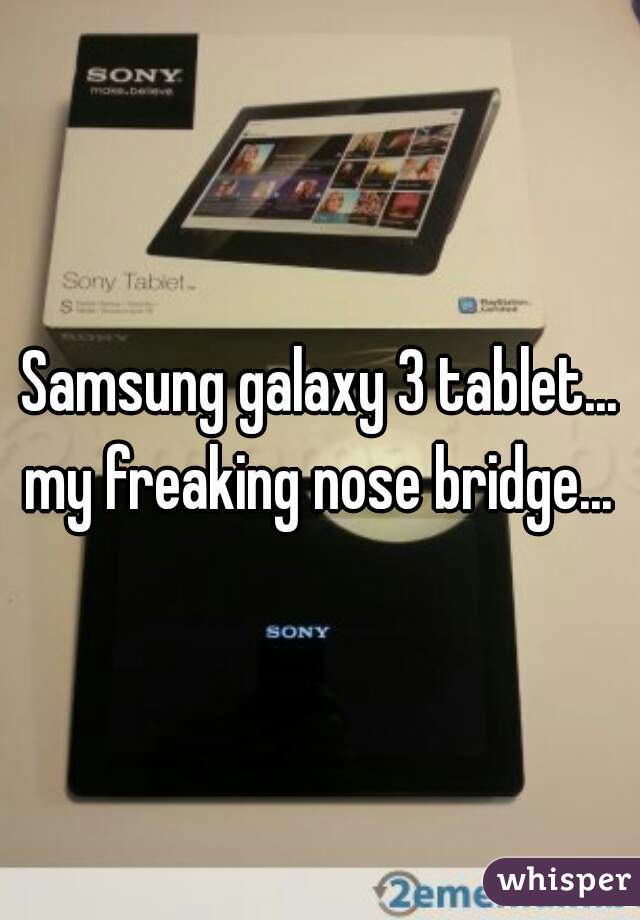 Samsung galaxy 3 tablet...
my freaking nose bridge...