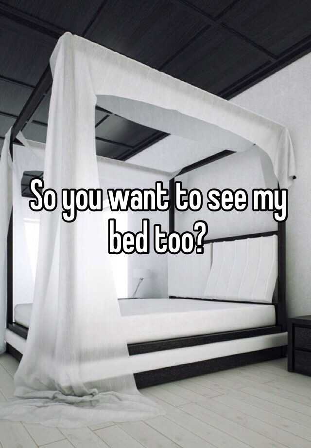 So You Want To See My Bed Too
