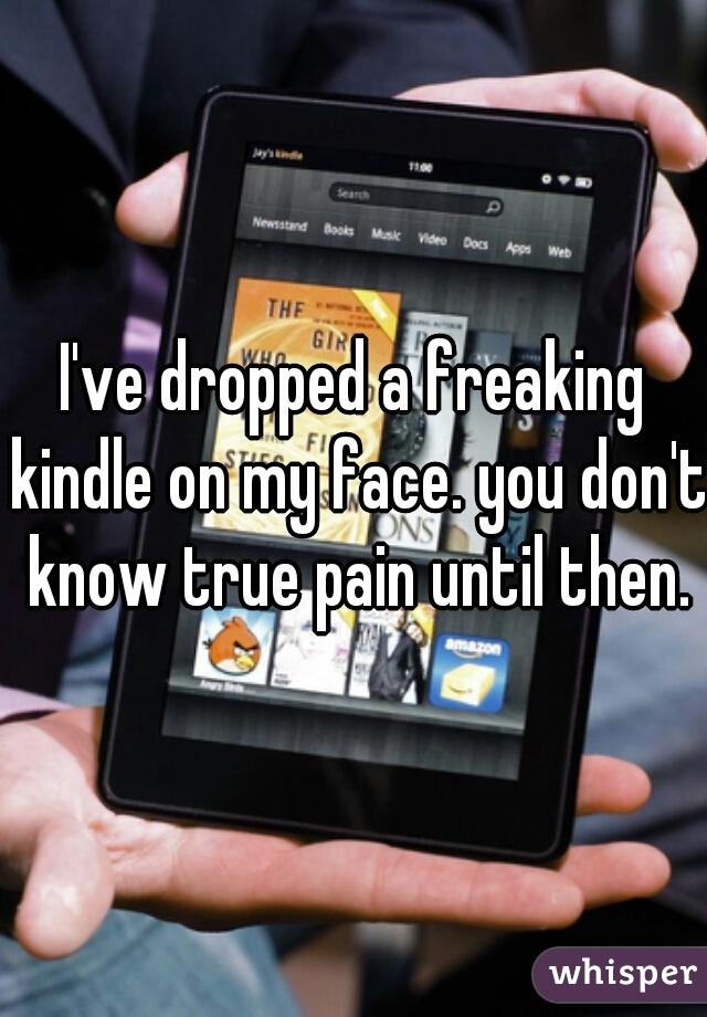 I've dropped a freaking kindle on my face. you don't know true pain until then.